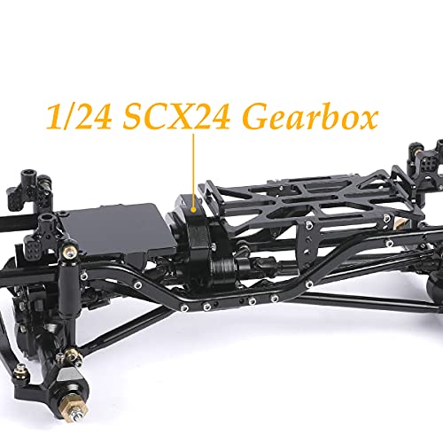 Aluminum Alloy Transmission Case Gearbox Complete for 1/24 Axial SCX24 RC Crawler Upgrades (Black) - color: Black