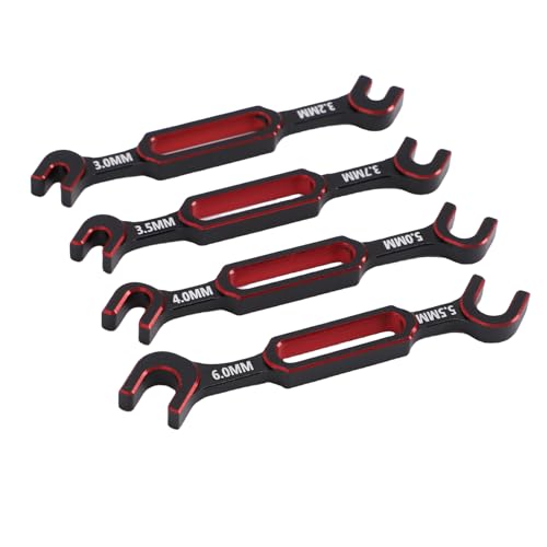 RC Tools, 4PCS RC Wrench Set Turnbuckle Nut Ball Joint Remover 3.0 3.2 3.5 3.7 4.0 5.0 5.5 6.0mm Aluminum Alloy Repair Tool for Remote Control Cars Drones Crawlers (Red) - color: Red