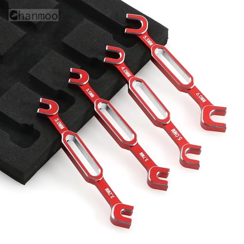 RC Aluminum Alloy Wrench Turnbuckle Nut Ball 3.0/3.2/3.5/3.7/4.0/5.0/5.5/6.0mm Joint Remover RC Universal Repair Tool Set For RC Crawler Monster Truck Off Road Car Drone Airplane (Red) - color: Red