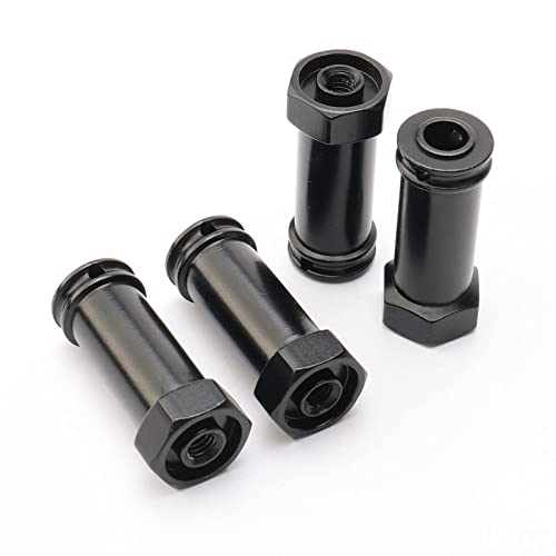 Pack of 4 Aluminum 12mm Wheel Hub Hex Adapters 30mm Extension Offset Upgrade Parts for Traxxas Slash 4x4 HQ 727 1/10 RC Short Course Truck, Black - color: Black