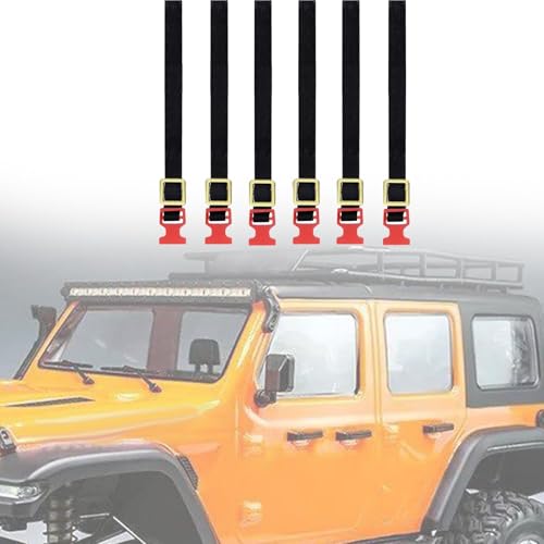 DYNWAVE 6 Pieces Roof Rack Luggage Rope RC Car Roof Rack Luggage Strap RC Crawler Accessories Nylon Buckle Adjustable Length Suitable for Remote Control, Red - color: Red