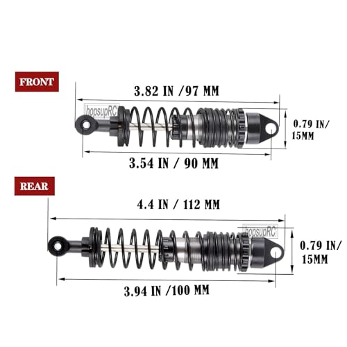 Full Aluminum Big Bore RC Shocks Absorber Damper Upgrades Part for 1/10 Slash/Stampede/Rustler/Bandit VXL 4X4 2WD,Front Rear Assembled Full Metal Shocks,4PCS Titanium - color: Titanium/4pcs