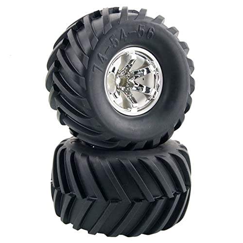 4PCS Wheel and 135mm Rubber Tire Set, Parts for 1/10 RC Monster Truck HIMOTO HSP HPI Tamiya Kyosho (Silver) - color: Silver