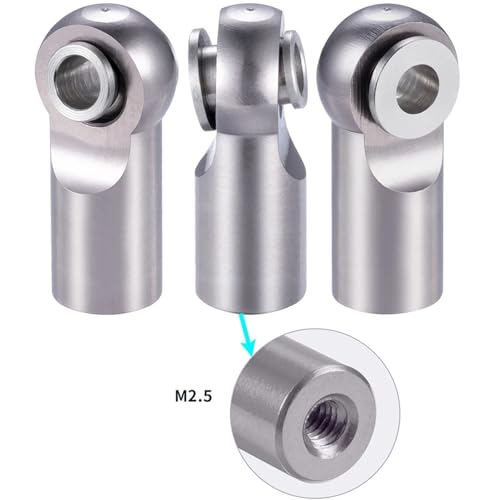 10Pcs/Set Metal M2.5 Link Tie Rod End Ball Joint for RC Model Car Boats Airplane Linkage Replacement Parts RC Links Linkage(Gray) - color: Gray