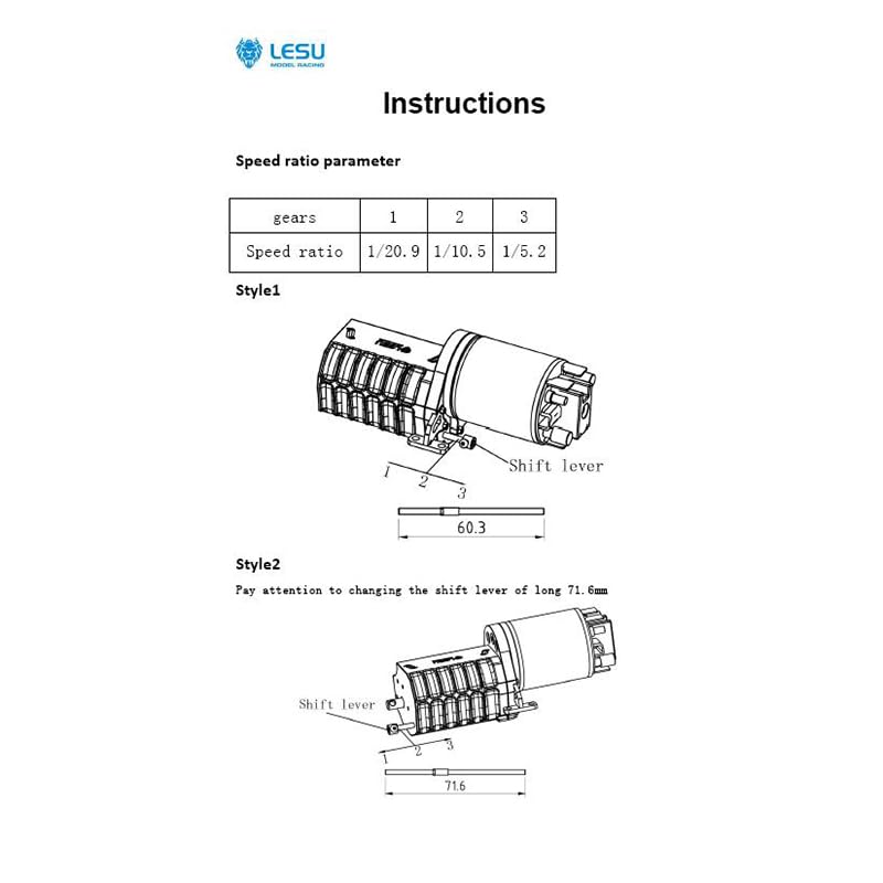 TOUCAN RC HOBBY LESU 3Grade Lower Shaft Gear Box C Transmission 1/14 RC for Tamiya Tractor Semi Truck - size: F-5021-C