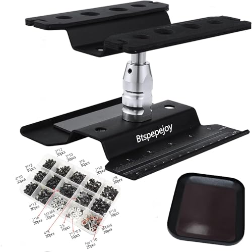 RC Car Work Stand Aluminum Repair Workstation Screw Tray with RC Car Universal Assortment Set for 1/8 1/10 1/12 1/16 Scale ffor Traxxas TRX4 Axial Arrma Redcat Losi RC Crawler Monster Truck Buggy