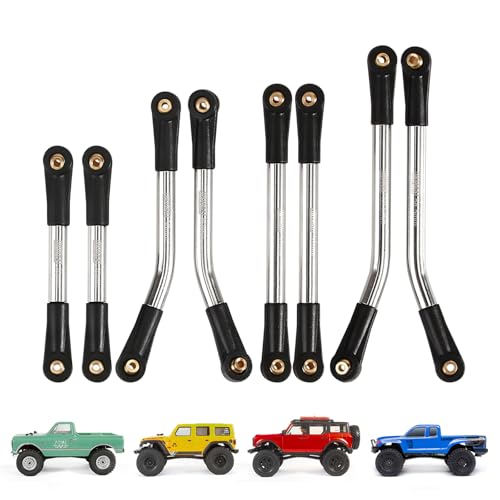 INJORA Steel 4 Links Set for SCX24 C10 JLU Bronco Base Camp 4Runner(Silver) - color: Silver