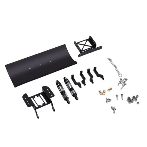 Zunate 1/18 Scale RC Metal Snow Plow Replacement for Crawler, Alloy Front Shovel with Shock Absorption for Winter Scenes & Obstacle Clearing (Black) - color: Black