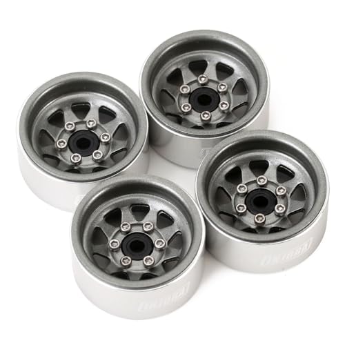 INJORA Stamped Steel 1.0 Beadlock Wheel Deep Dish for 1/18 1/24 RC (Grey) - color: Grey