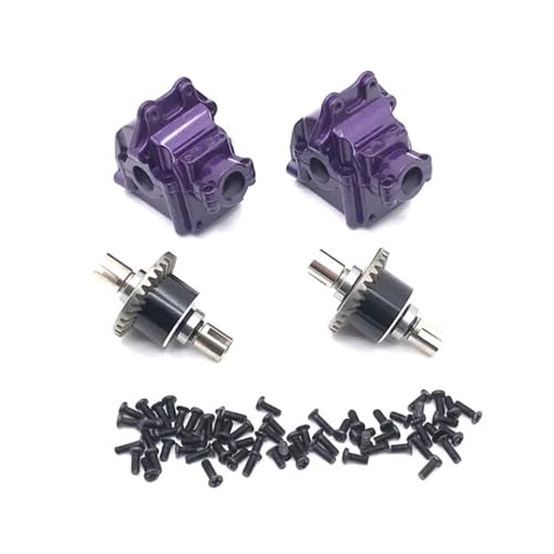 Metal Gearbox Differential Front Rear Upgrade Compatible with RC Car Models 144010 144001 144002 124016 127017 124018 124019(Purple) - color: Purple