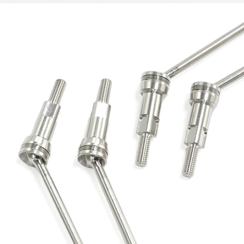 Steel Front Rear CVD Axles Drive Shafts Set with Aluminum 7075 Wheel Hex for Arrma 1/18 Granite Grom Mega 380 Brushed 4x4 Monster Truck RTR Upgrade Parts (Silver) - color: Silver