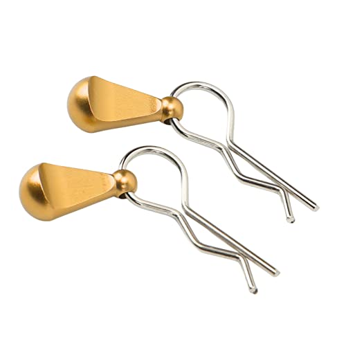 Stainless Steel Body Clips with Pull Tabs for 1/10 RC Car, Aluminum Alloy Upgrade Parts for 1/8 1/10 Remote Control Car Remote Control Car Body Clips Pull Tabs (Gold) - color: Gold