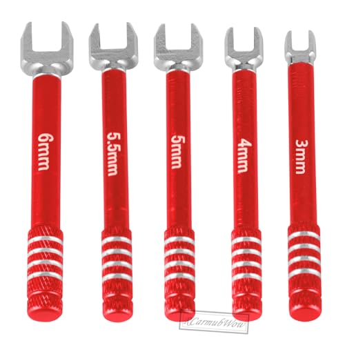RC 3MM 4MM 5MM 5.5MM 6MM Turnbuckle Wrench Upgrades for Upgrades RC Car,Medium Carbon Steel Turnbuckle Nut Ball Joint Remover RC Repair Tool,5pcs,Red - color: Red(1set)