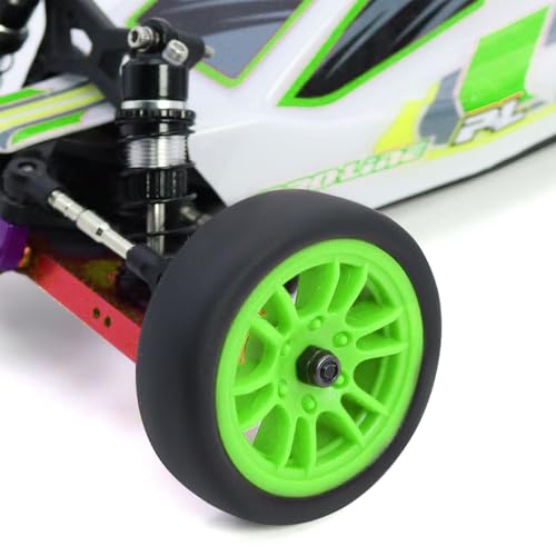 4PCS Finished Flat Running Drift Tires and Wheels 7MM Hexagon for 1/24 Losi Micro B Upgrades and 1/28 Losi Micro T Upgrades (b Green) - color: B Green
