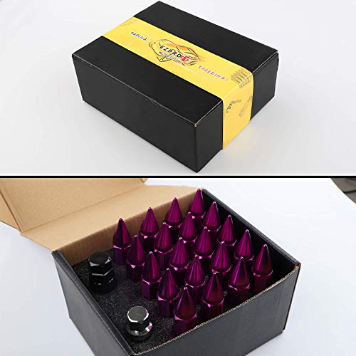 20Pcs Anti Theft Spiked Extended Tuner Wheel/Rims Lug Nuts M12X1.5+Socket (Purple) - color: Purple