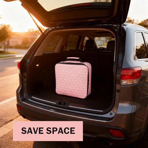 Jumper Cable Bag, Tools Cable Bag, Car Storage Box, 12.6x3.54x12.6In Organize for EV Charging Cord, Hoses (Pink)