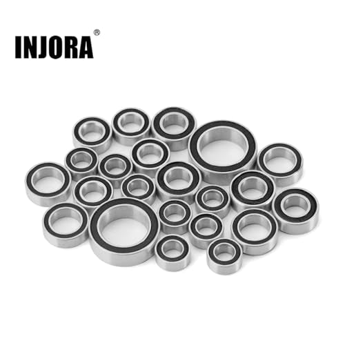 INJORA Steel Sealed Bearing Kit for TRX4M 1/18 RC Crawler, 22PCS (Black) (Pack of 2) - size: 8x12x3.5mm (Pack of 2)