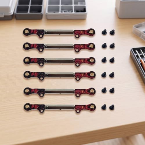 6 Pieces Adjustable Turnbuckles with Rod Ends Aluminum RC Tie Rod Turnbuckle Linkage Kit for Chassis Tuning, Camouflage Red - color: Camouflage Red