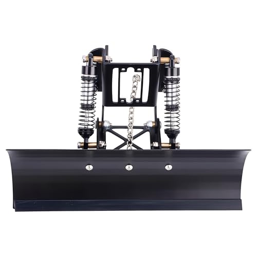 RC Snow Plow for TRX4M & SCX24, Adjustable Aluminum 1/18 1/24 RC Crawler Plow, Servo Operated Snow & Sand Shovel Upgrade, CNC Metal RC Plow Truck Accessory (Black) - color: Black