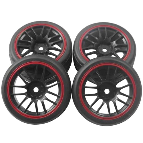 ShareGoo 12mm Hex Wheel Rims & OD 2.59" Rubber Tires for RC 1/10 On-Road Touring Car