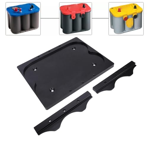 Battery Billet Pallet Battery Tray Battery Mount 6061-T6 Aluminum Alloy Anodized Universal Replacement for Optima 34 78 Batteries with High Strength Secure Installation
