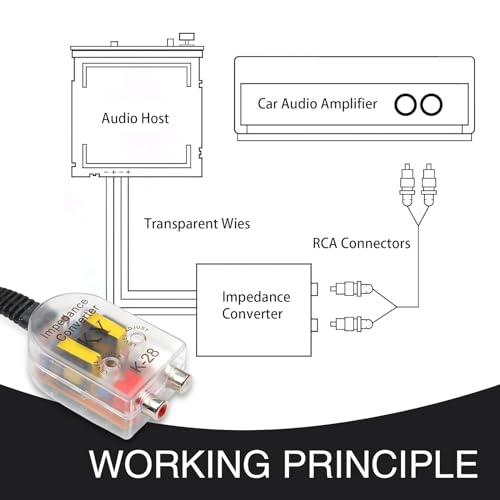 2-Channel Car Stereo Audio Speak Delay Signal Hi-Low Converter, Car Line Audio Output Converter, Portable Vehicle Impedance Signal Converter, Universal Car Inputs Accessories (Transparent)