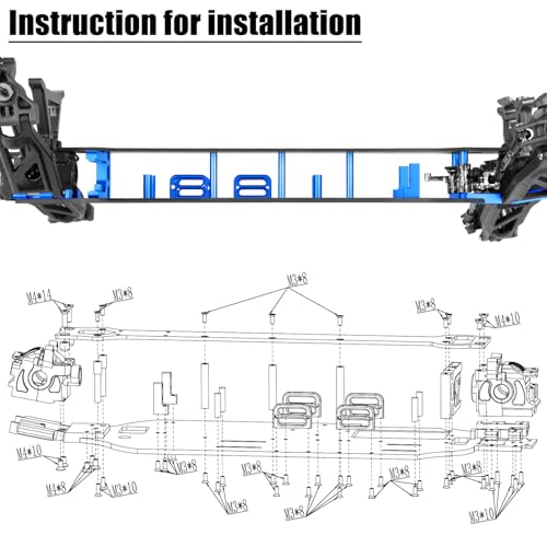 RC Upgrades Parts for 1/10 F0rd F15O Rapt0r R 101076-4,RC Carbon Fibre Chassis Protect Armor Skid Plate Guard Hops Up,Navy Blue - color: Navy Blue(for 1/10)