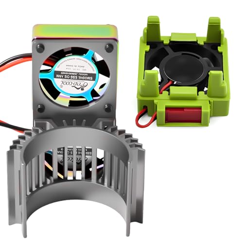 VXL-3s ESC Cooling Fan and Motor Cooling Fan 28000 RPM Dual Fan Set for 1/10 Traxxas Slash 4x4 Stampede 4x4 Rustler 4x4 VXL Hoss 4×4 Velineon VXL 3s Heat Sink Replace #3340, Grey & Green - style: SRQ-Grey Green