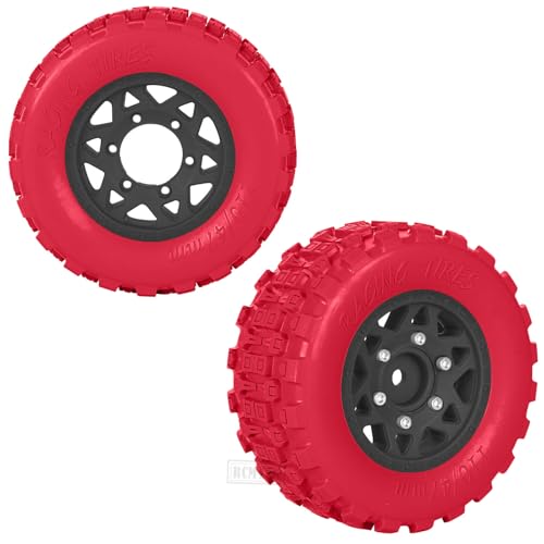 RC F/R Wheels and Tires Set w/Detachable Replace Running on Off-Road Tire RC Wheel Hex for 1/10 Slash 4WD 4×4 2WD/Arrm a Senton/Axia1/Rc 4wd/Redca t,12mm/14mm/17mm Hex,Black-Red(4PCS - color: Black-red(rc Wheels Tires)