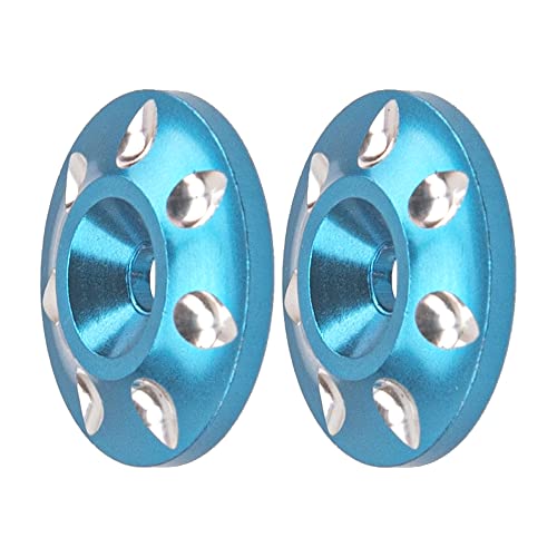 ShareGoo 2Pack Universal RC Metal Rear Wing Buttons Gasket Fixed Rear Tail Wing Washer for 1/10 1/8 RC Off Road Short Truck Buggy Racing Car (Blue)