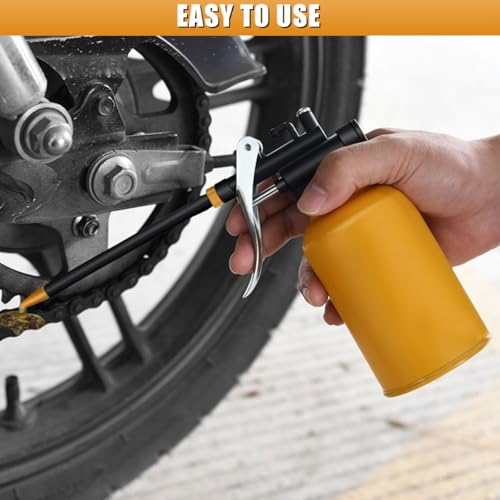 Metal Oil Can, Lubrication Oil Gun with Straight & Flexible Spout, 250ml Multipurpose Hand Pistol Pump Oiler, Universal for Lubrication Need of Cars, Bikes, Machines (Rubber) - size: Rubber