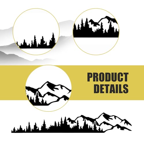 2 PCS Car Mountain Decals, Mountain Tree Forest Body Sticker, Cuttable Waterproof Decorative Film for Side Door Trunk Tailgate, Self-Adhesive Scratch Cover Protective Exterior (Black)