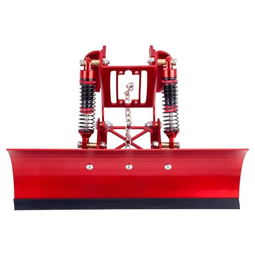 RC Snow Plow for TRX4M & SCX24, Adjustable Aluminum 1/18 1/24 RC Crawler Plow, Servo Operated Snow & Sand Shovel Upgrade, CNC Metal RC Plow Truck Accessory (Red) - color: Red