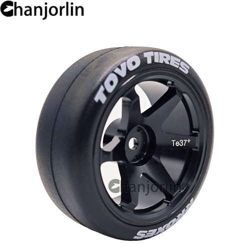 RC 1/10 Drift Tires & Aluminum Wheels 12mm Hex OD 65mm Hard Drift Racing Smooth Tyres for 1:10 1/12 Rally Street On Road Touring Car TT01 TT02 XV02 XV01 TA06 HPI KYOSHO PTG2 4PCS (Black) - color: Black
