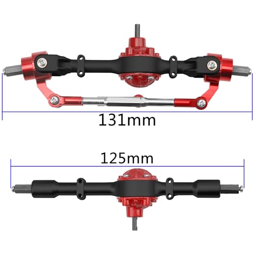 Metal Front & Rear Portal Axle Set Upgrades Parts Compatible with WPL C14 C24 C34 C44 B14 B24 1/16 RC Car (Black) - color: Black