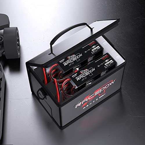 Lipo Battery Safe Bag - Fireproof Explosion-Proof Organizer for Storage, Transportation & Charging - Double Fireproof Zipper Guard (Black)