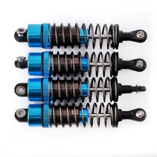 4PCS Oil Filled RC Shocks for 1/10 RC Cars, Adjustable Aluminum Shock Absorbers for Buggy Truggy Touring Drift Cars Monster Trucks (Blue 75mm)