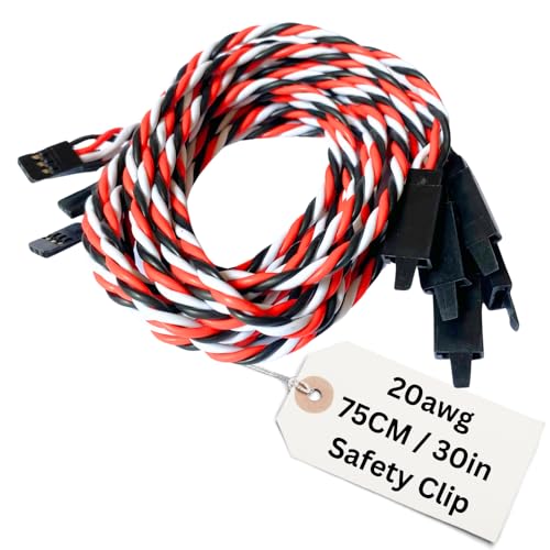 BackBayRC - 20awg Servo Extension Wire w/Safety Clip - 100 Strands for RC Vehicles, Drones, E-Bikes - 7 Lengths / 5 Wires per Pack (75CM / 30in / 2.5ft) - style: 75CM / 30in
