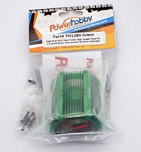 Aluminum Heat Sink with Twin Turbo High Speed Fans for 1/8 Motors (40.8mm Diameter) - RC Vehicles - color: Green