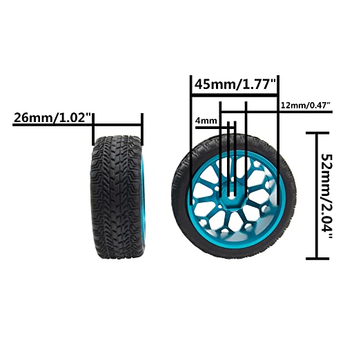 ShareGoo Metal Wheel Rims with Rubber Tire RC 12mm Hex Compatible with HSP Tamiya Kyosho RedCat Sakura WLtoys 1/10 RC On-Road Racing Touring Car (Blue) - color: Blue