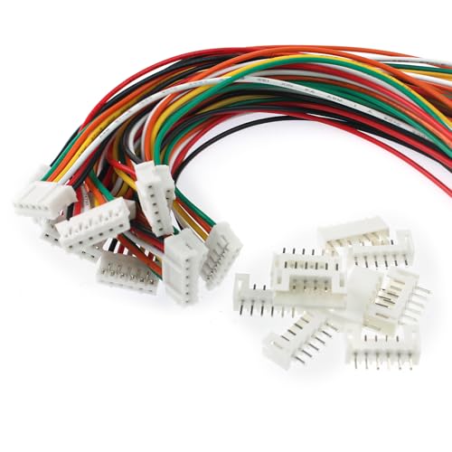 80Pcs Jst 2.0 Ph 6 Pin Connector Plug,Include 40pcs Mini 6 Pin Jst Ph2.0 Connector Plug Female with 150mm Cable Wire & 40pcs Male Micro Jst Ph2.0mm 6 Pin Connector Kit - size: Jst-2.0-Ph-6Pin-40pcs