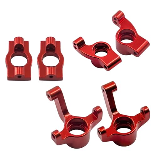 RC Models Components for Wltoys 244016 for Losi Micro B T 1/24 Front Steering Knuckles Caster Blocks C Hubs and Rear Hubs Meta Aluminum Upgrades Parts(Red) - color: Red