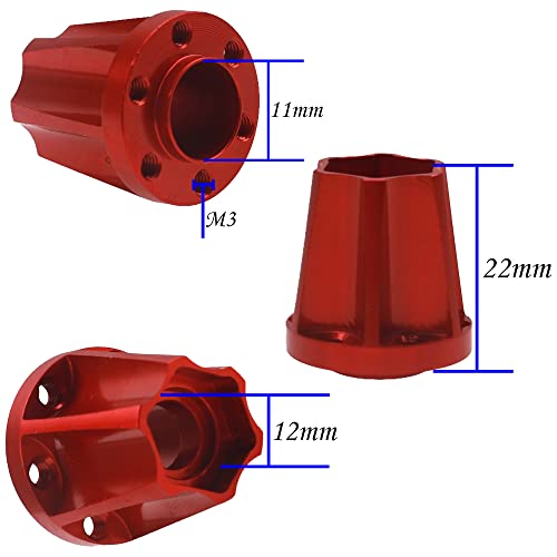 ShareGoo Aluminum 12mm Wheel Hex Hub Extension Adapter Compatible with 1.9 2.2inch Beadlock Wheel Rim Axial SCX10 TRX-4 Gen7 D90 1/10 RC Crawler Car (22mm) - size: 22mm
