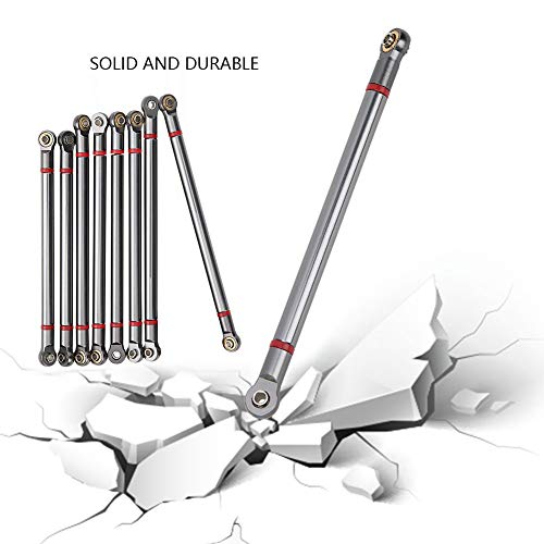 8Pcs Aluminum Alloy Chassis Link Rod for 1/10 Scale SCX10, 313mm Wheelbase, Remote Control Crawler Car, Superior Material Upgrade, Compatible with 4-Link Front and Rear Axle