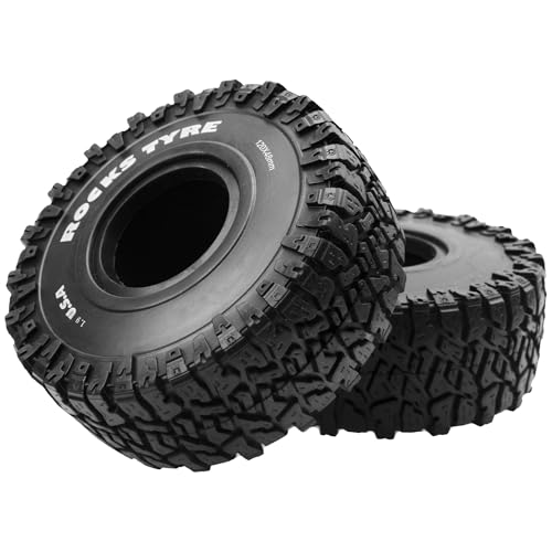 ShareGoo RC 1.9 Crawler Tires 1.9 inch Rubber Mud Tyre Tires OD 120mm Compatible with Axial SCX10 90046 AXI03007 Tamiya CC01 Redcat Gen8 RC4WD 1/10 RC Crawler 1.9 Beadlock Wheel Rims