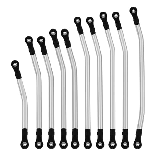 324mm Wheelbase Stainless Steel Rod Links Linkage Set with Steering Link for 1/10 Axial SCX10 & SCX10 II 90046 RC Crawler Car Upgrade,10PCS