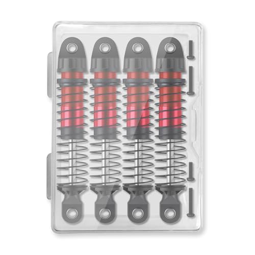 56MM Long Threaded Oil Shock Absorbers 4Pcs Adjustable Red Damper Upgrade Fit TRX4M TRX4MT 1/18 RC Crawler Car