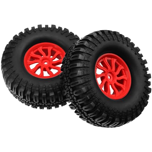 RC 1.9" RC Tires and Wheel Nylon Rims 12mm Hex Hub OD 106mm/4.25" Rubber Tyre 10-Spoke Compatible with 1/10 Axial SCX10 RC4WD D90 Tamiya CC01 TF2 Traxxas TRX4 RC Crawler (Red) - color: Red