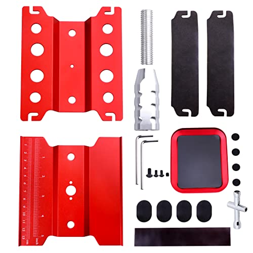 RC Car Work Stand Aluminum Repair Workstation 360 Degree Rotation Lift Lower w/Screw Tray Tools for 1/10 1/12 1/16 Scale Traxxas TRX4 Axial Arrma Redcat Losi RC Crawler Monster Truck Buggy (Red) - color: Red
