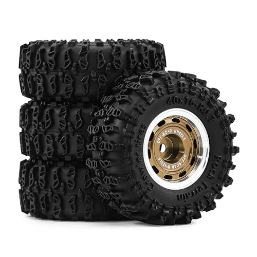 0.7" Beadlock Wheels and Tires Set for 1/30 Axial SCX30 RC Crawler – Upgrade Parts (Bronze-297) - color: Bronze-297